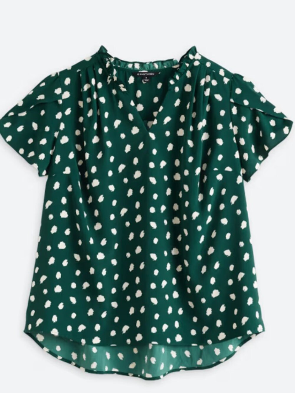 PLUS SIZE Hawthorne 41 Women's Green Polka Dot V-Neck Top